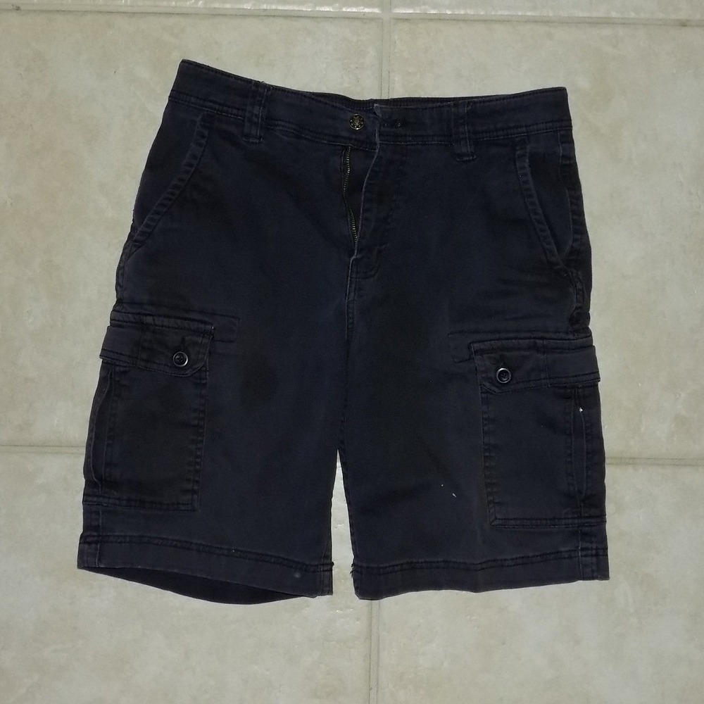 St Johns Bay Mens Cargo Shorts Black Comfort‎ Stretch Size 32 Casual Everyday - Picture 4 of 7